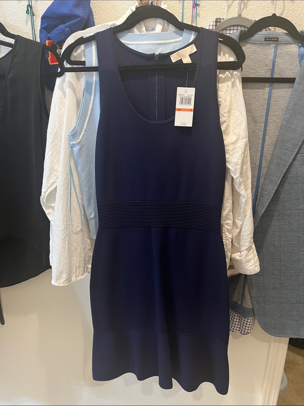 MICHAEL Michael Kors Navy Sleeveless Sheath Midi Dress